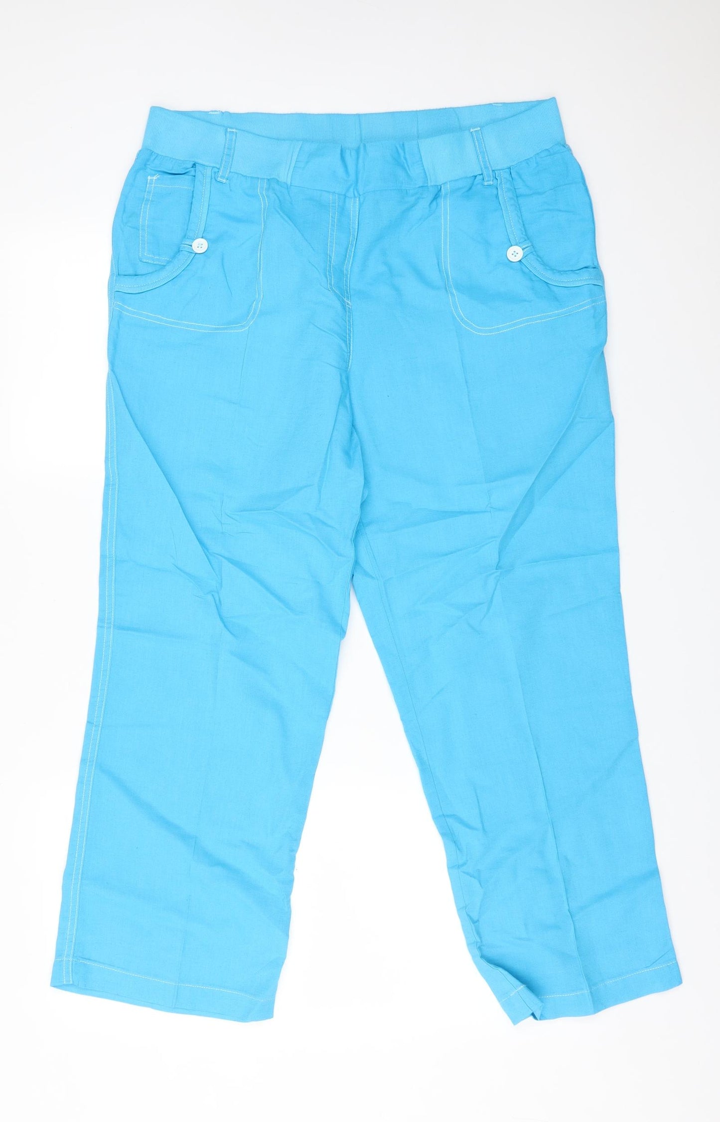 Cotton Traders Womens Blue  Linen Trousers  Size 16 L26 in Regular