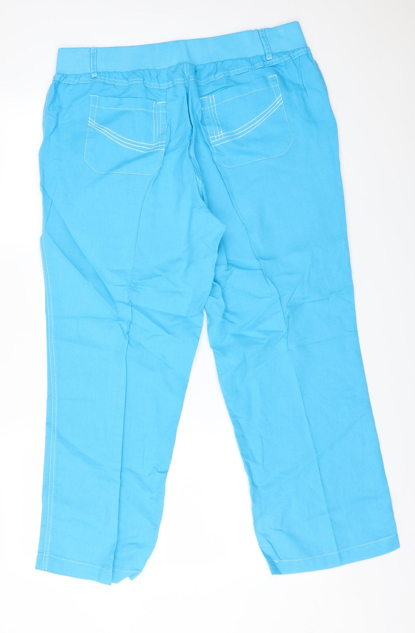 Cotton Traders Womens Blue  Linen Trousers  Size 16 L26 in Regular
