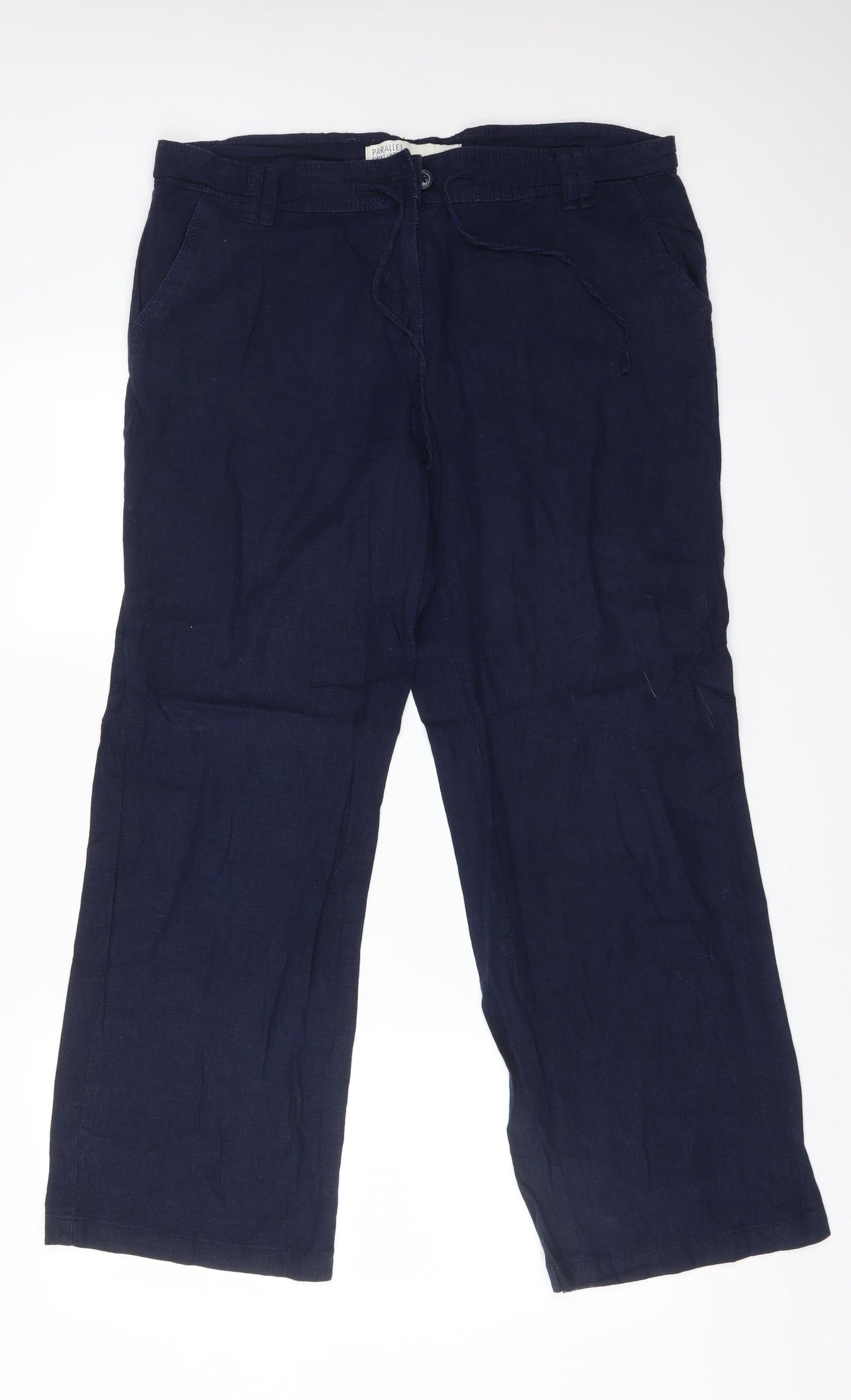 NEXT Womens Blue  Linen Trousers  Size 14 L30 in Regular