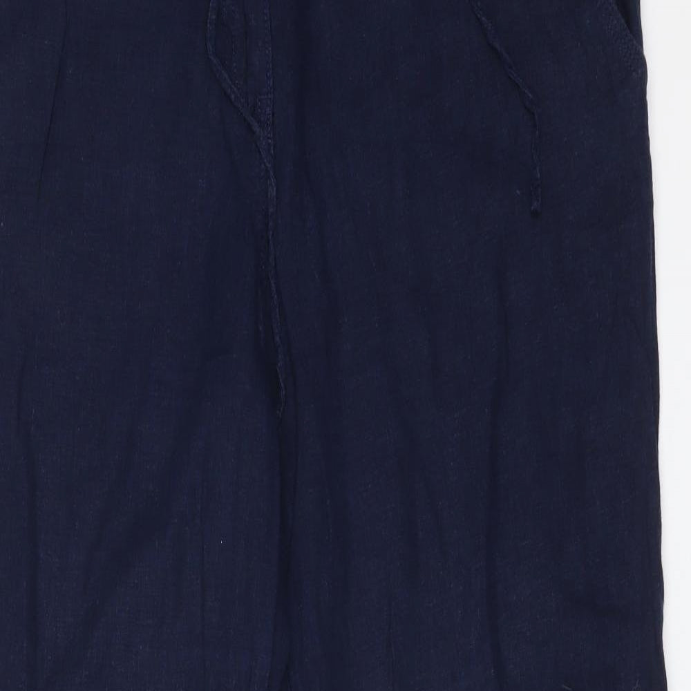 NEXT Womens Blue  Linen Trousers  Size 14 L30 in Regular
