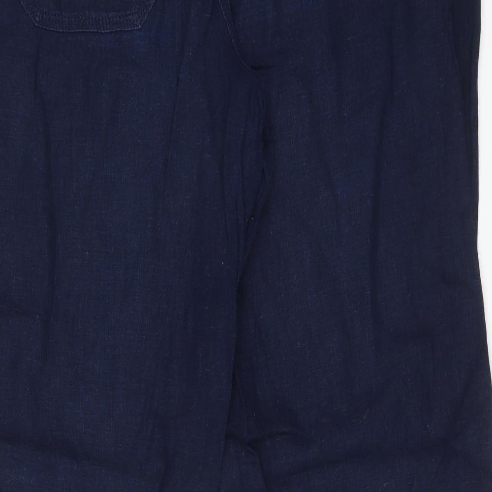 NEXT Womens Blue  Linen Trousers  Size 14 L30 in Regular