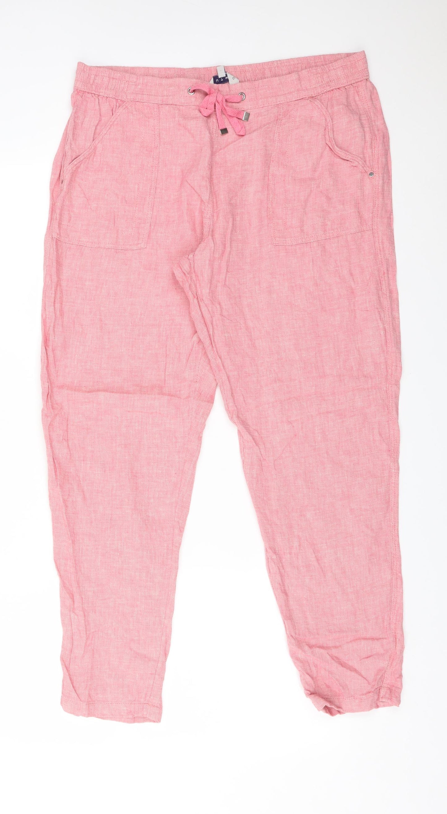 Nutmeg Womens Pink  Linen Trousers  Size 14 L28 in Regular