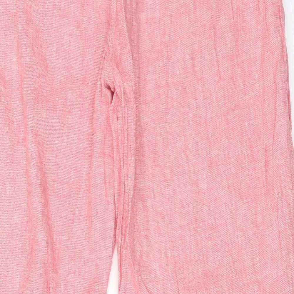 Nutmeg Womens Pink  Linen Trousers  Size 14 L28 in Regular