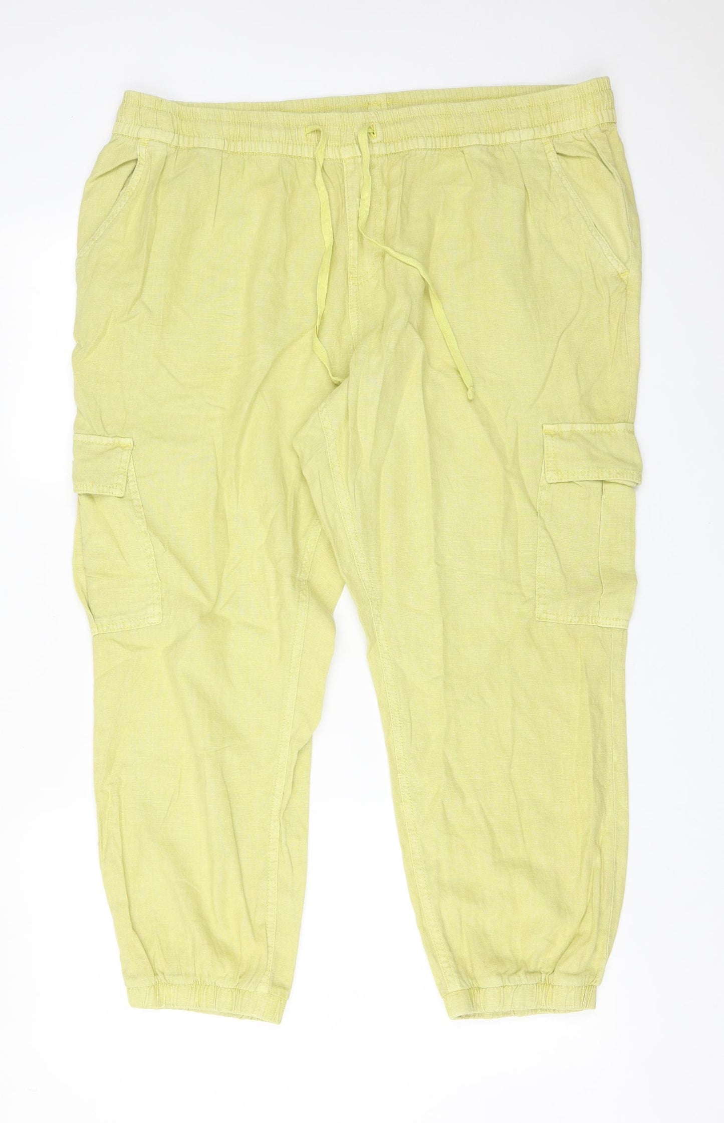 Principles Womens Green  Linen Cargo Trousers Size 16 L26 in Regular