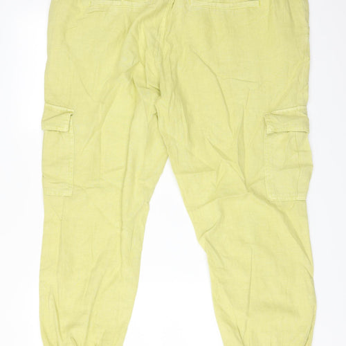 Principles Womens Green  Linen Cargo Trousers Size 16 L26 in Regular