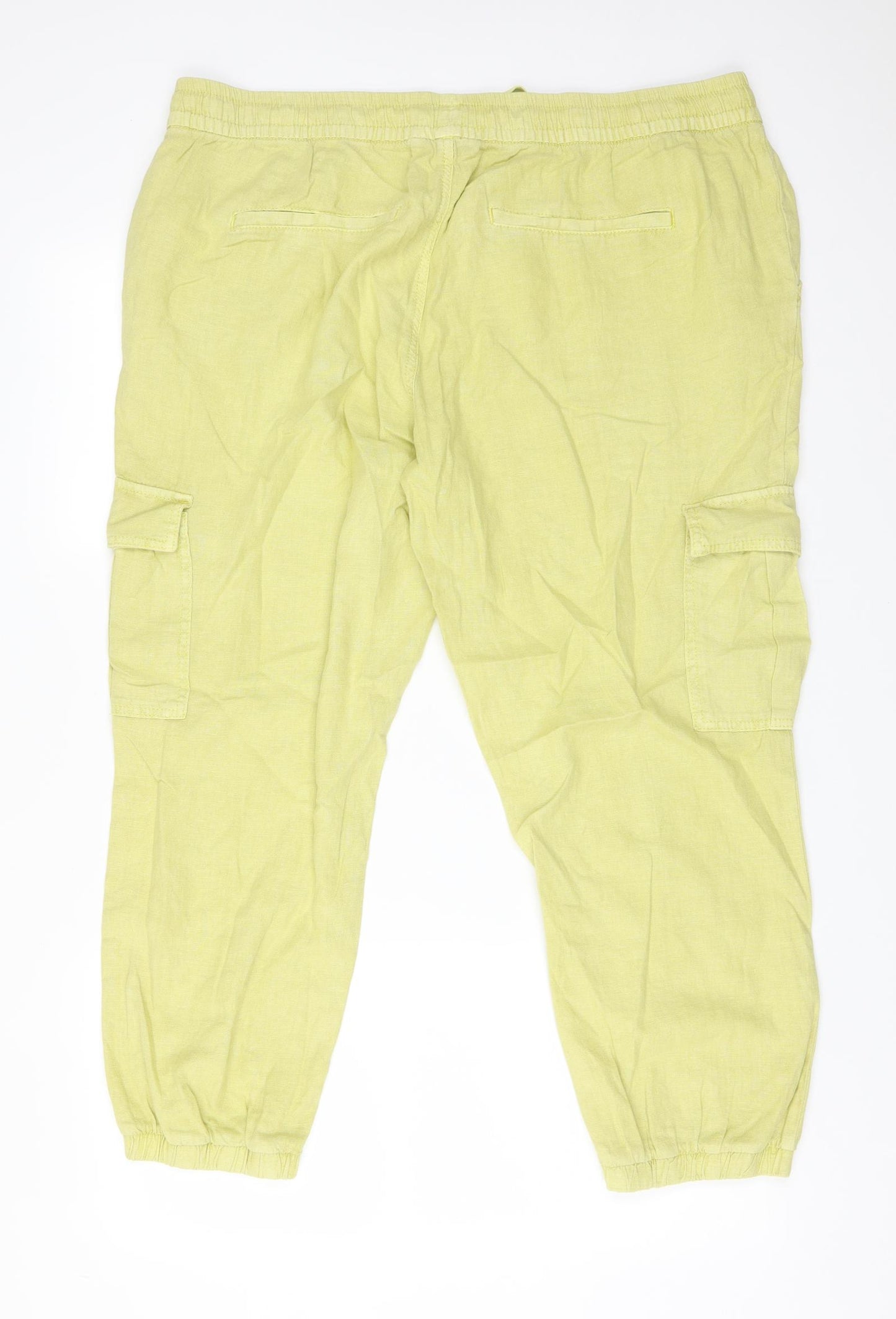 Principles Womens Green  Linen Cargo Trousers Size 16 L26 in Regular