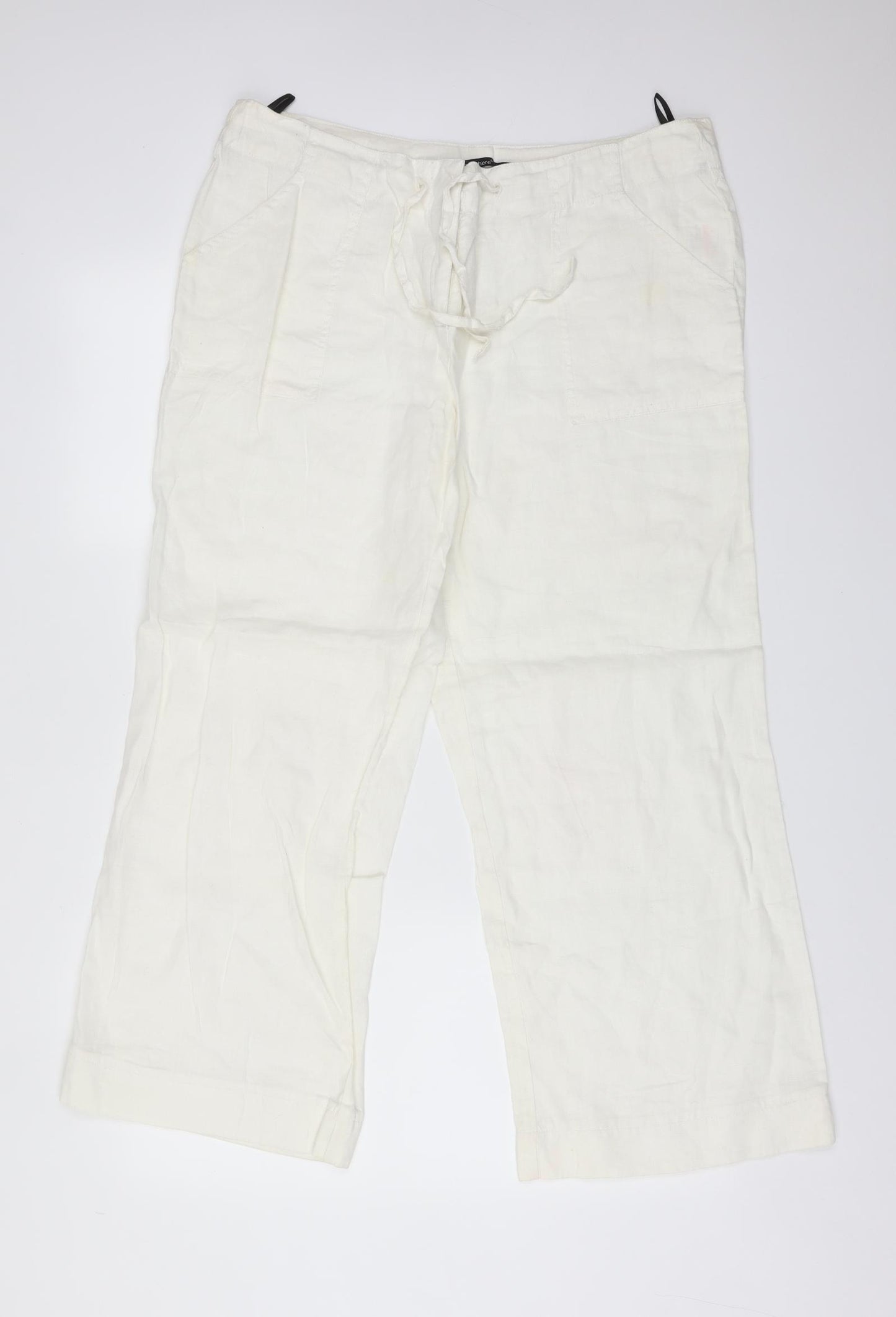 Atmosphere Womens White  Linen Trousers  Size 14 L27 in Regular