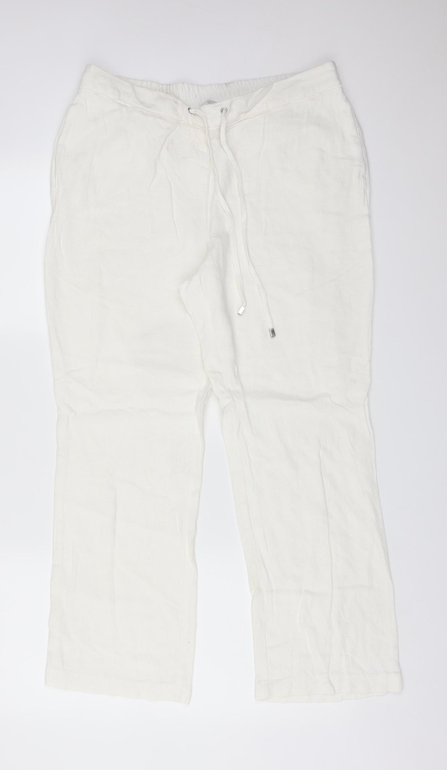 Wallis Womens White  Viscose Trousers  Size 12 L26 in Regular
