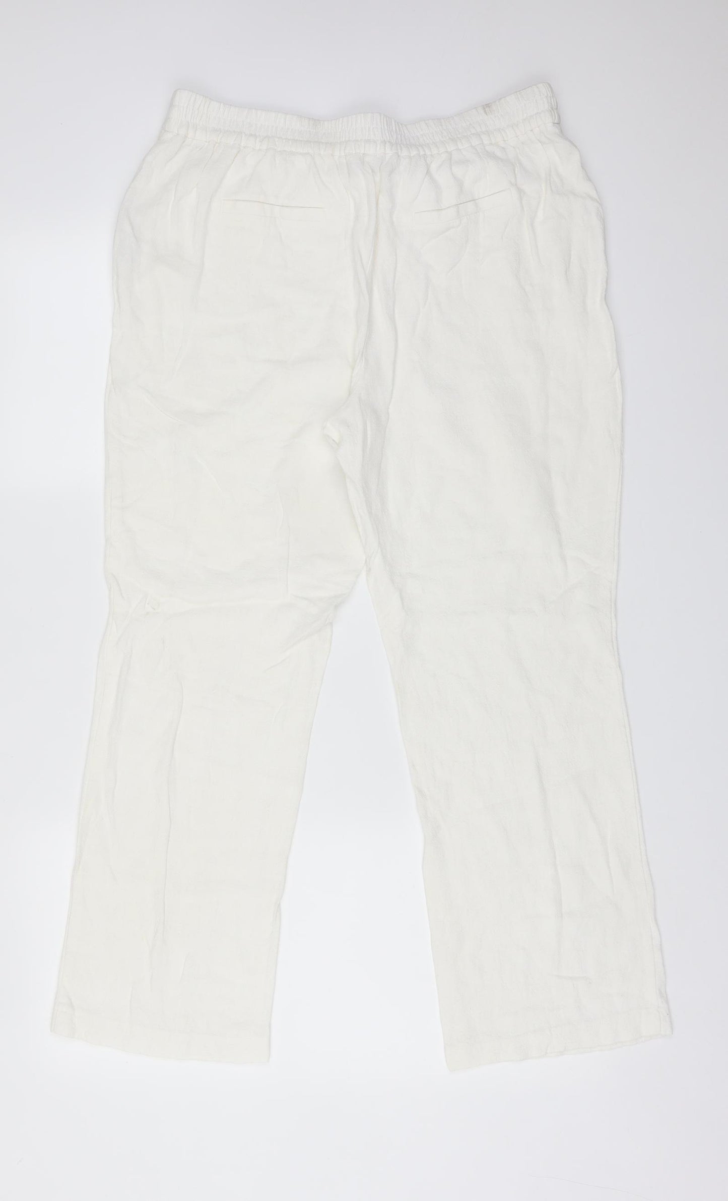 Wallis Womens White  Viscose Trousers  Size 12 L26 in Regular