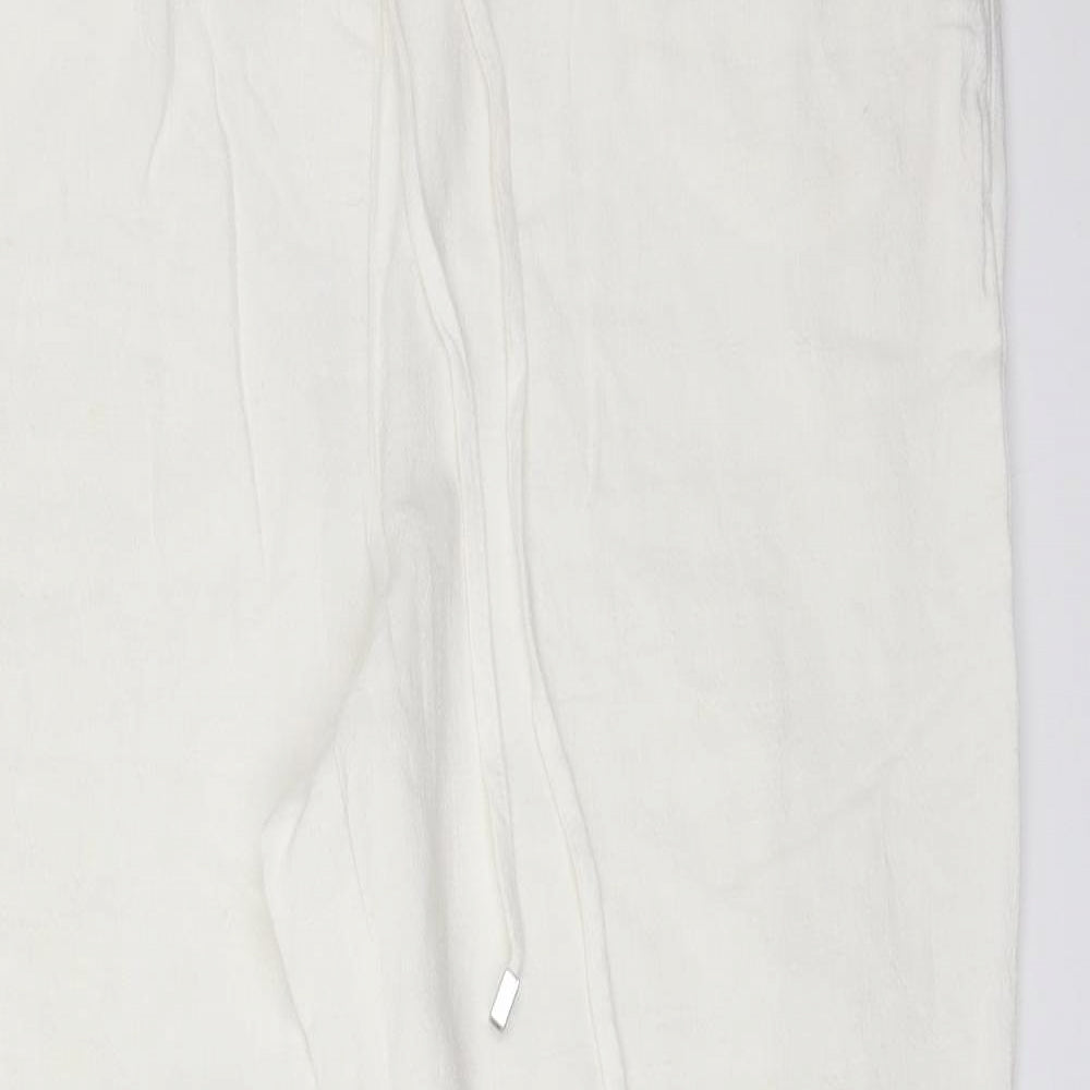 Wallis Womens White  Viscose Trousers  Size 12 L26 in Regular
