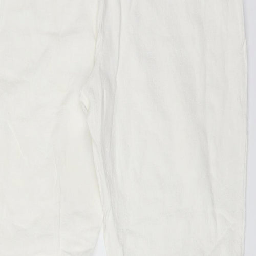 Wallis Womens White  Viscose Trousers  Size 12 L26 in Regular