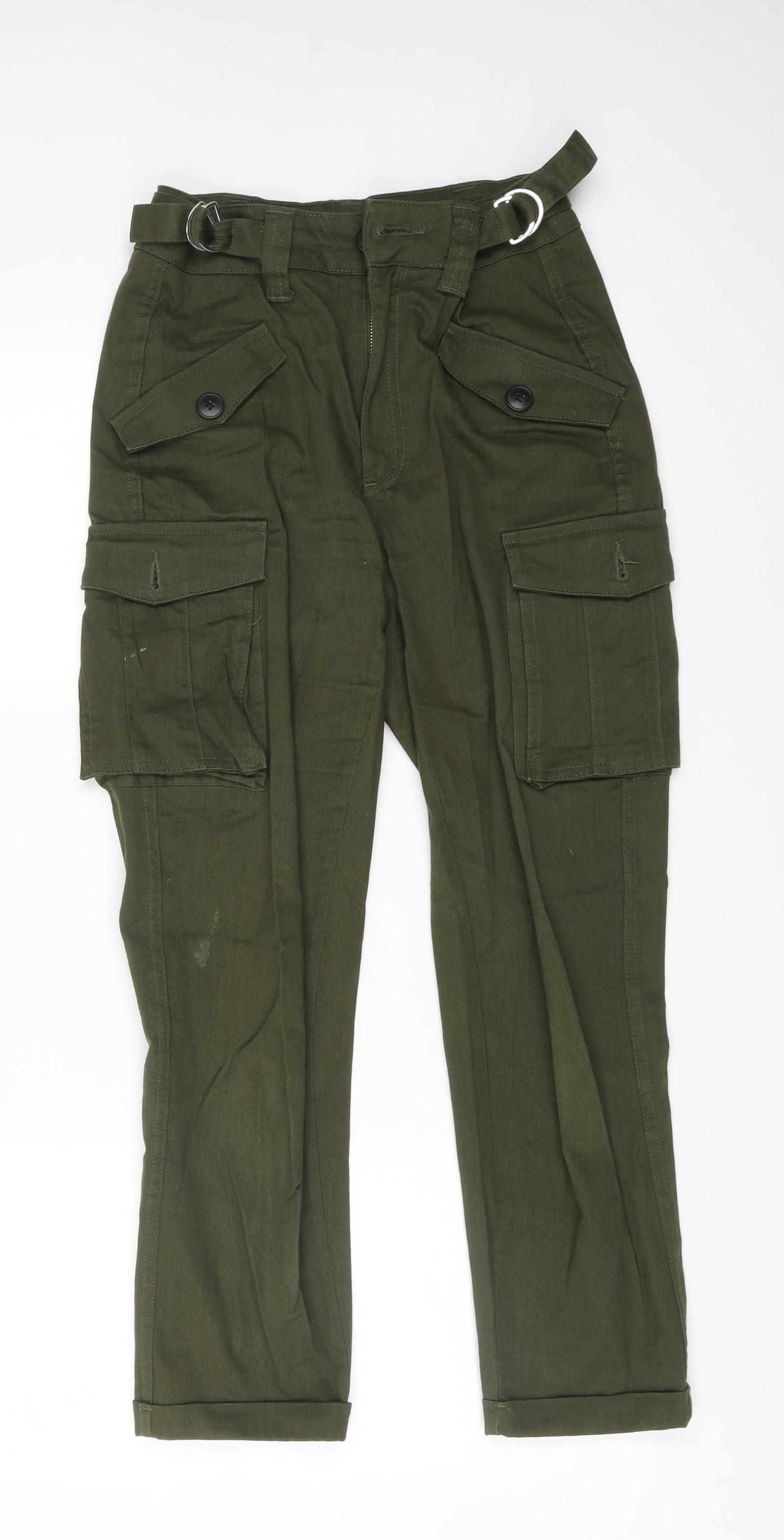 Bershka Womens Green   Cargo Trousers Size 8 L26 in Regular