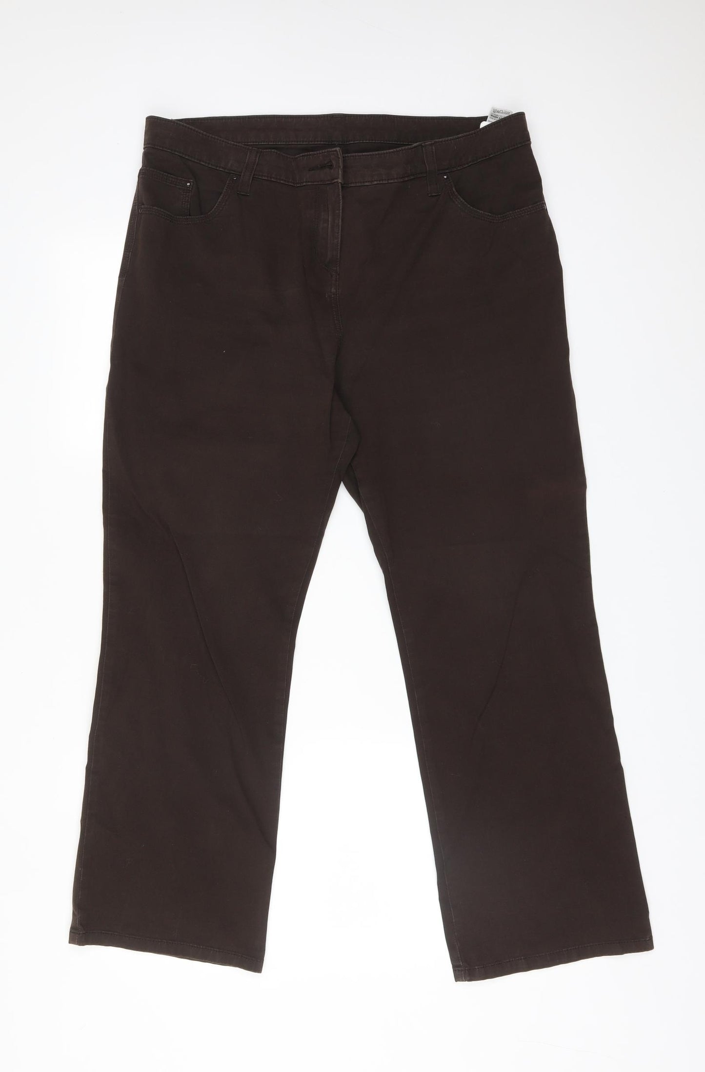 M&S Womens Brown  Cotton Straight Jeans Size 16 L27 in Regular