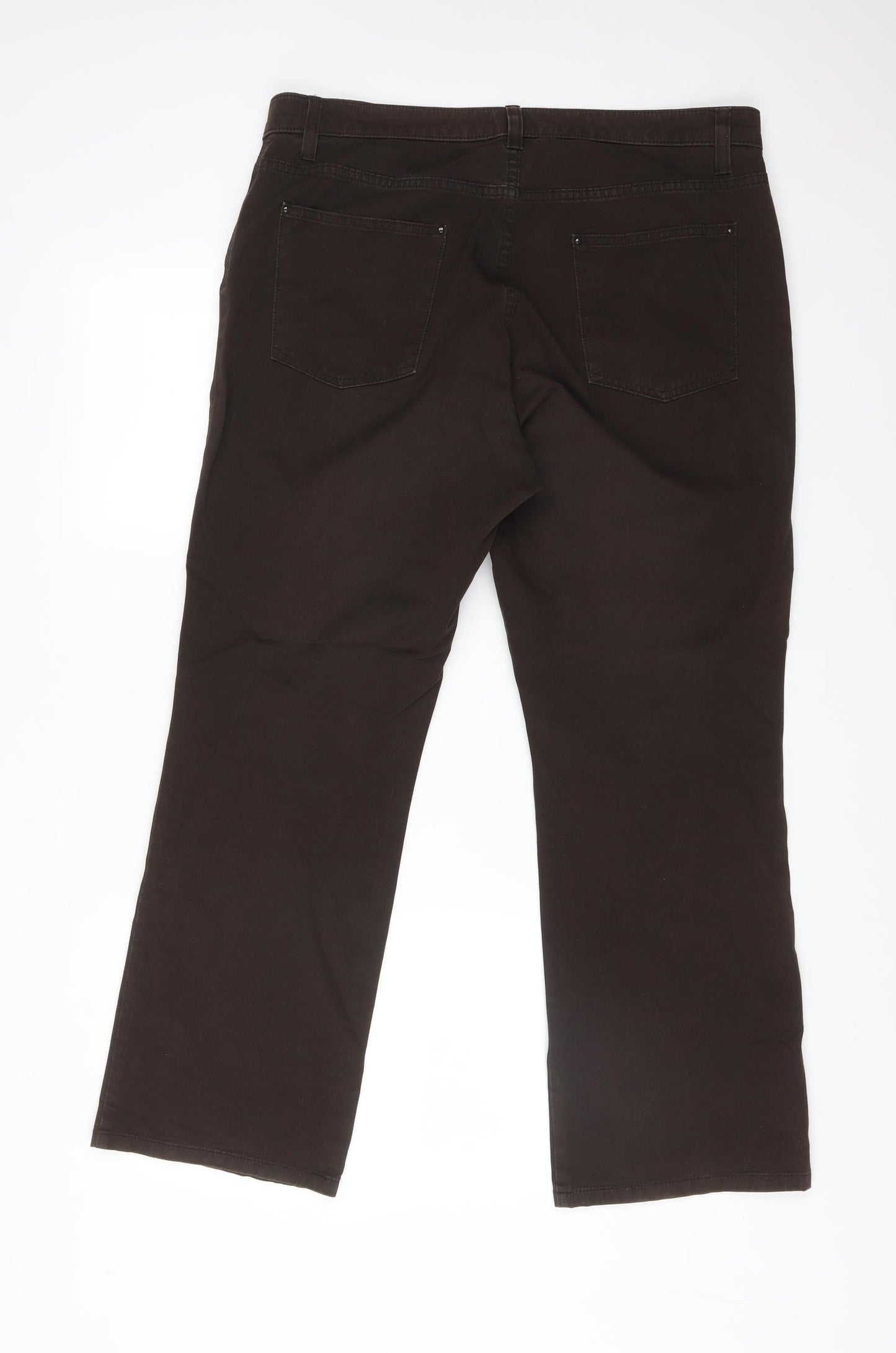 M&S Womens Brown  Cotton Straight Jeans Size 16 L27 in Regular