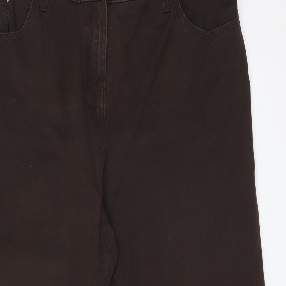 M&S Womens Brown  Cotton Straight Jeans Size 16 L27 in Regular