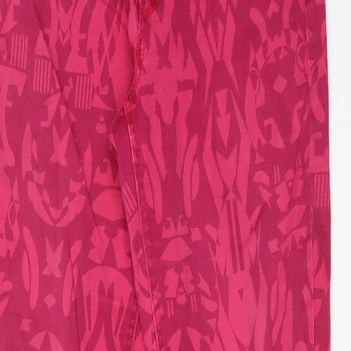 H7M Womens Pink Geometric Cotton Straight Jeans Size 16 L31 in Regular