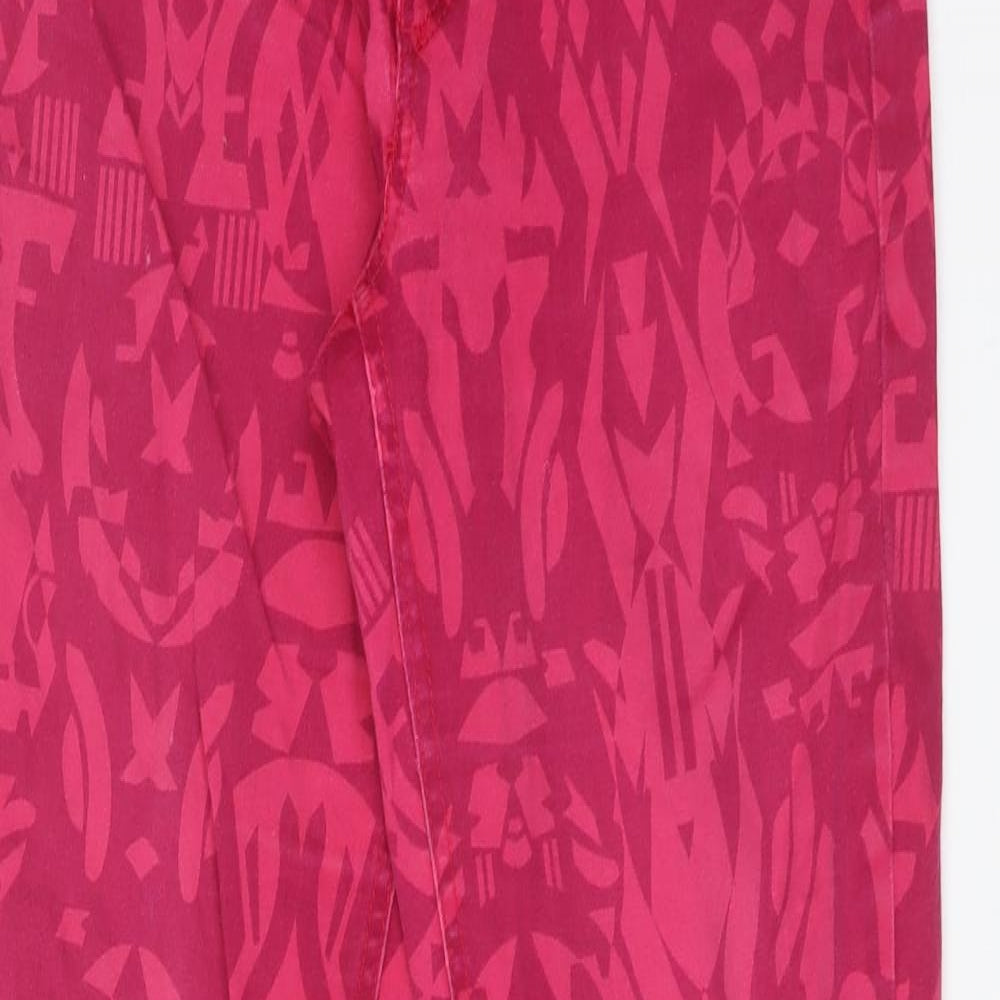 H7M Womens Pink Geometric Cotton Straight Jeans Size 16 L31 in Regular