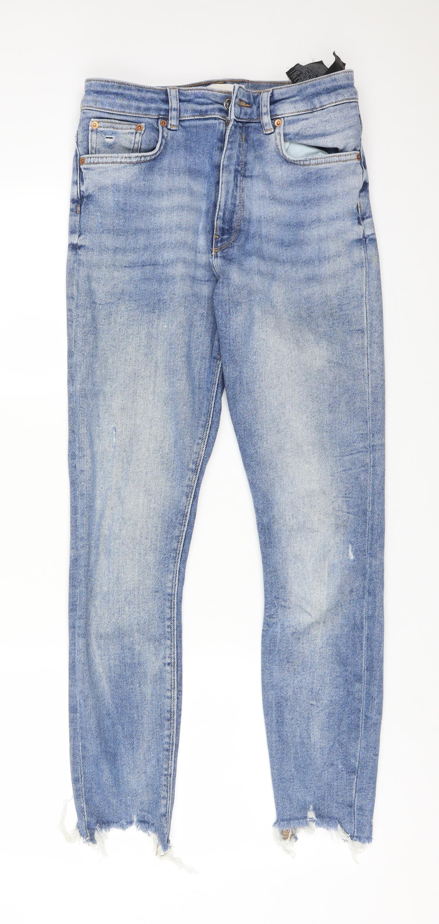 Zara Womens Blue  Cotton Skinny Jeans Size 12 L27 in Regular