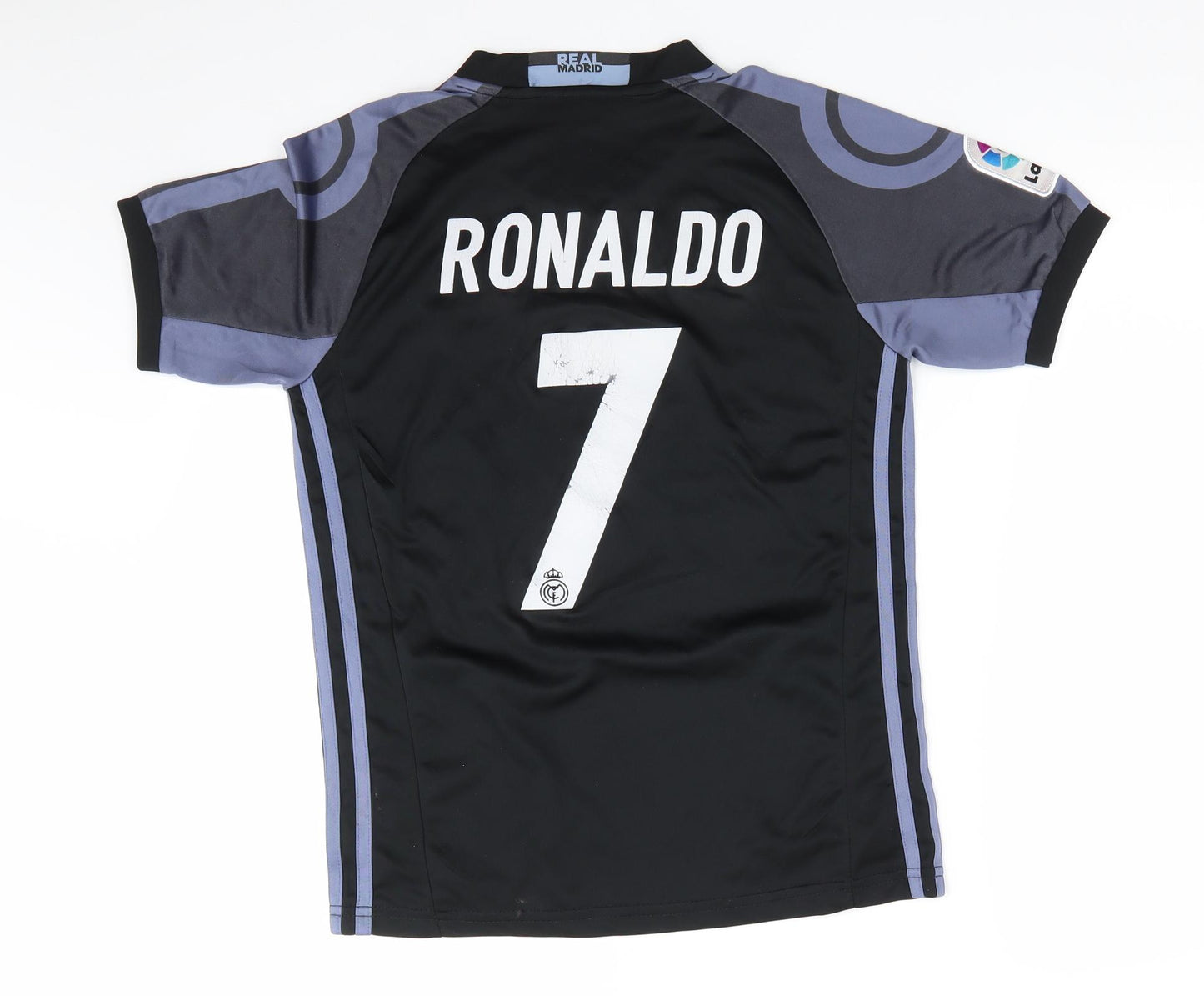 adidas Boys Black   Basic T-Shirt Size 16 Years V-Neck  - No 7 Ronaldo Fly Emirates