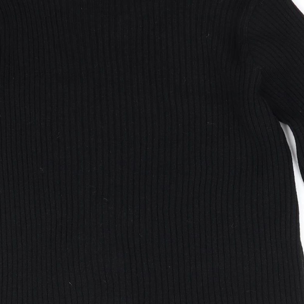 New Look Womens Black Roll Neck  Acrylic Pullover Jumper Size 14   - Ribbed Uneven Collar