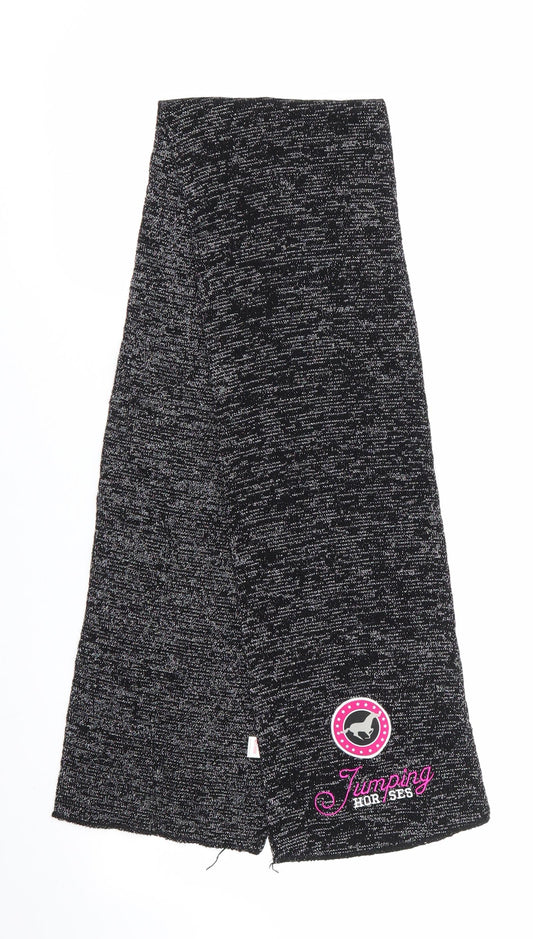 Red Horse Girls Black Animal Print Acrylic Scarf Scarves & Wraps One Size  - Jumping Horses Subtle shimmer effect