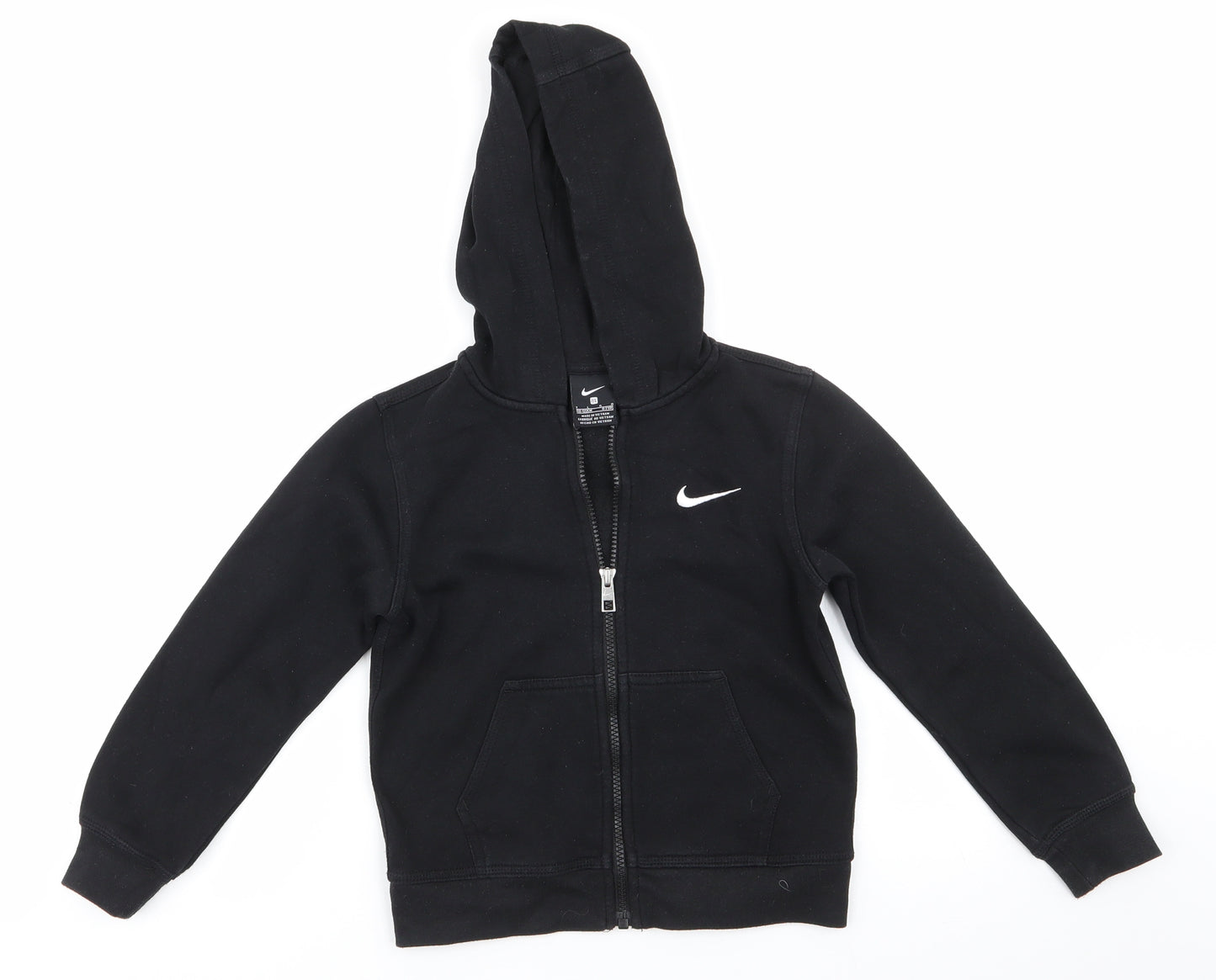 Nike Boys Black  Cotton Full Zip Hoodie Size 7 Years