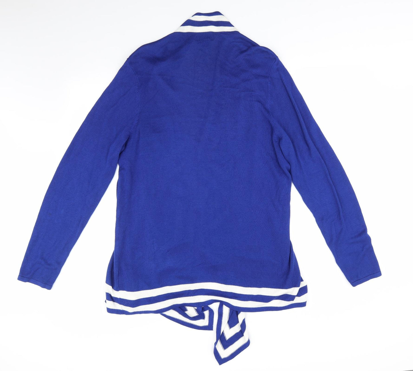 Covington Womens Blue V-Neck Striped  Cardigan Jumper Size XL   - Waterfall Cardigan White Stripe trim Cobalt Blue