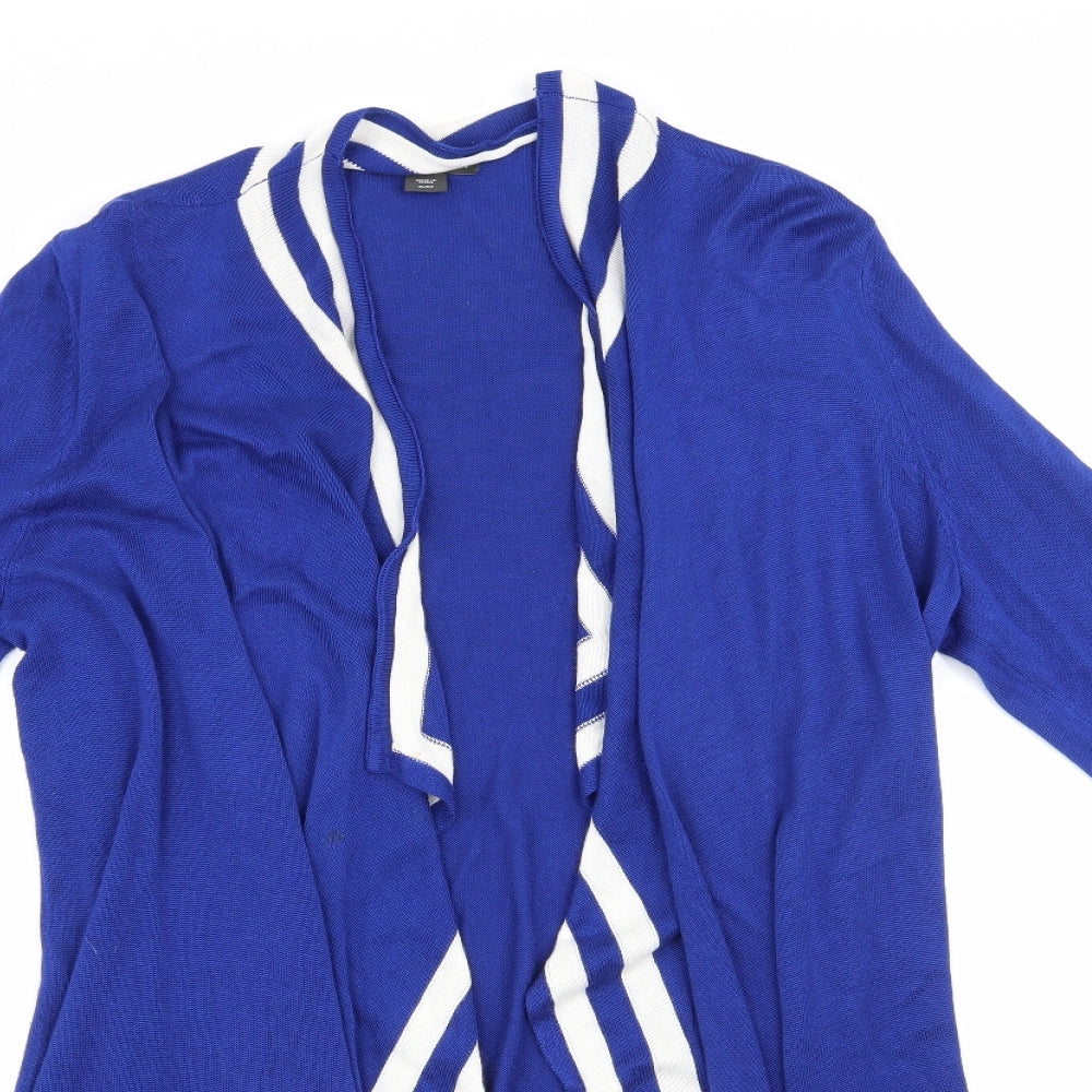 Covington Womens Blue V-Neck Striped  Cardigan Jumper Size XL   - Waterfall Cardigan White Stripe trim Cobalt Blue