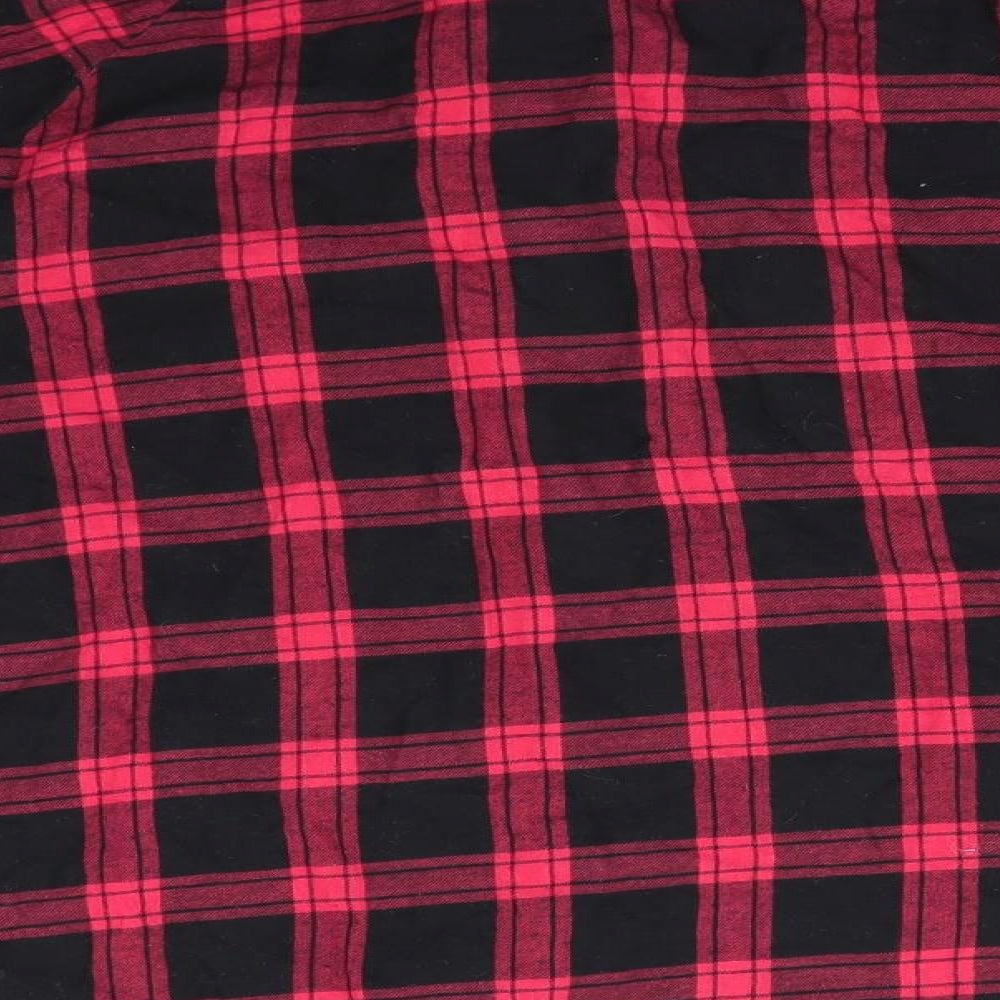 Primark Womens Red Check Cotton Basic Button-Up Size 16 Collared - Black & Red Check