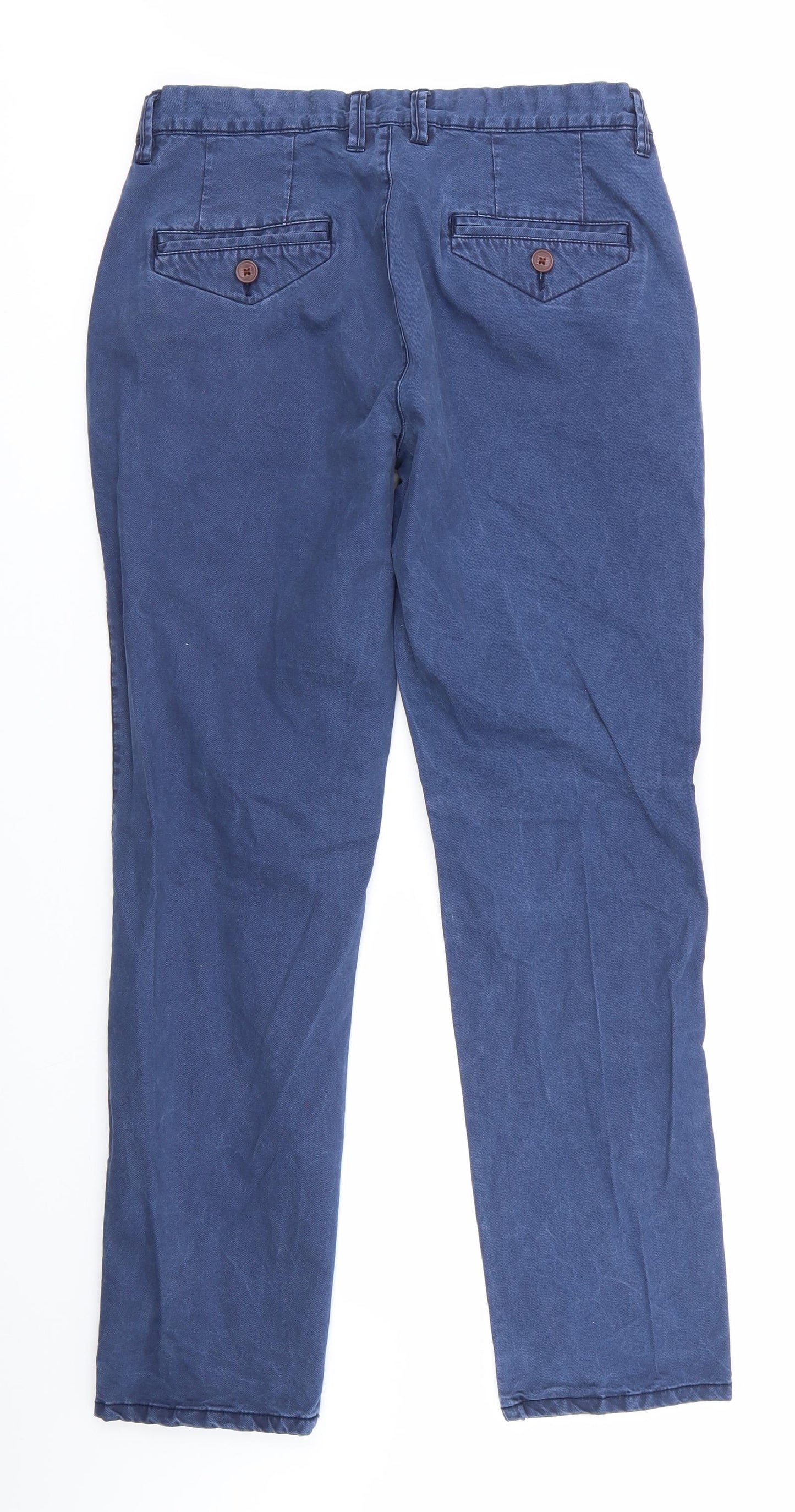 NEXT Mens Blue  Cotton Chino Trousers Size 32 in L28 in Regular  - Mid Blue