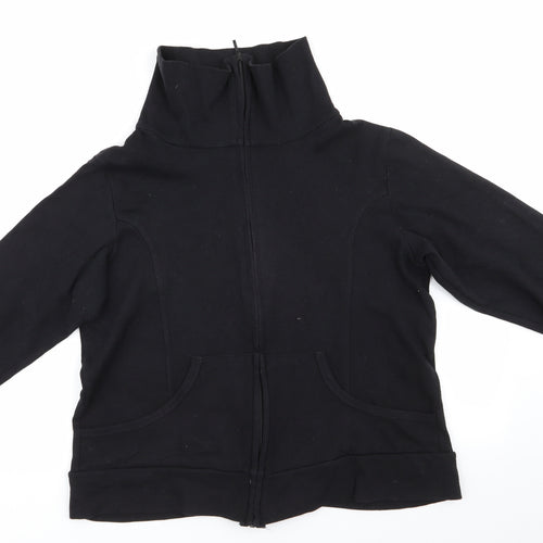 Marks and Spencer Womens Black  Cotton Full Zip Sweatshirt Size 16
