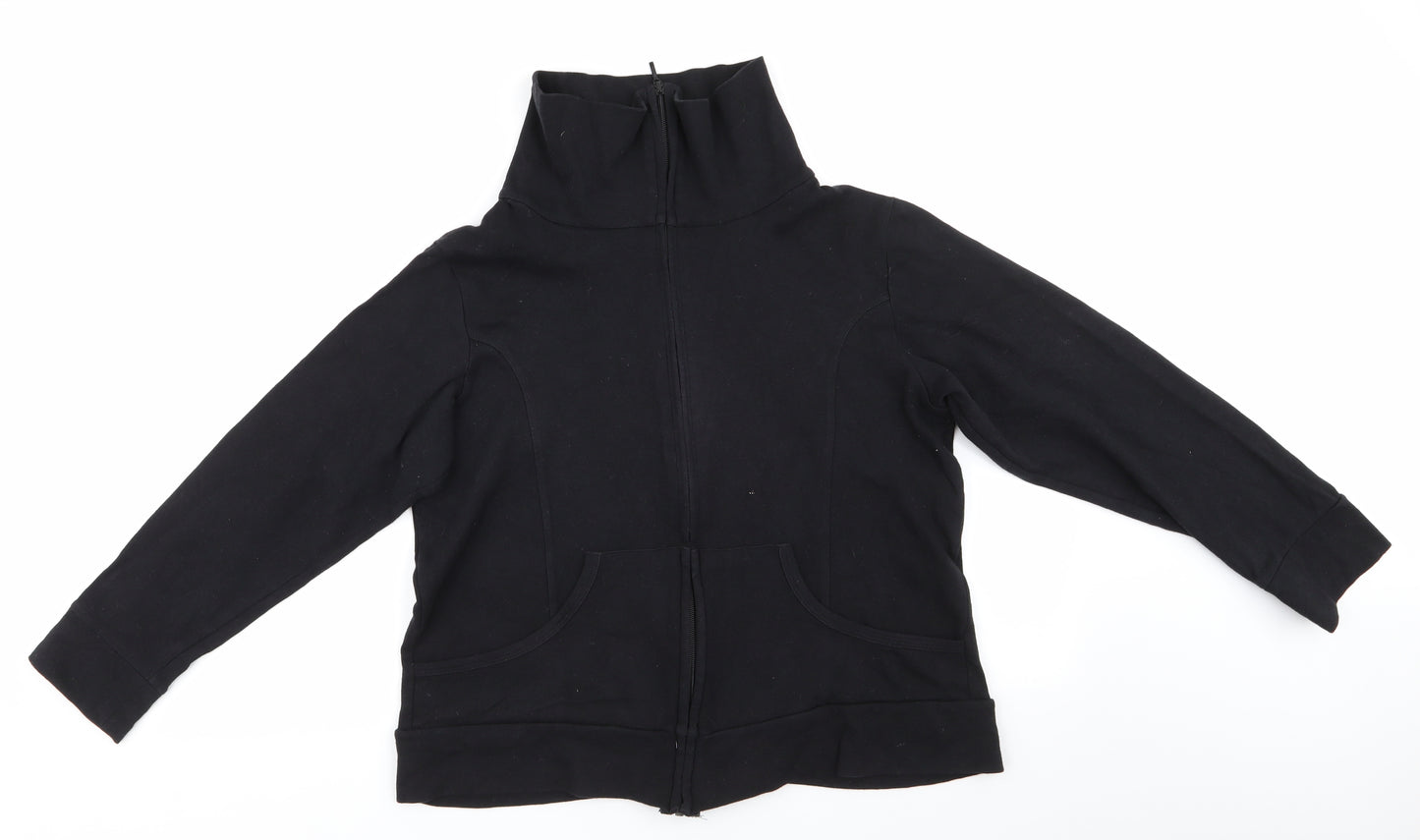 Marks and Spencer Womens Black  Cotton Full Zip Sweatshirt Size 16