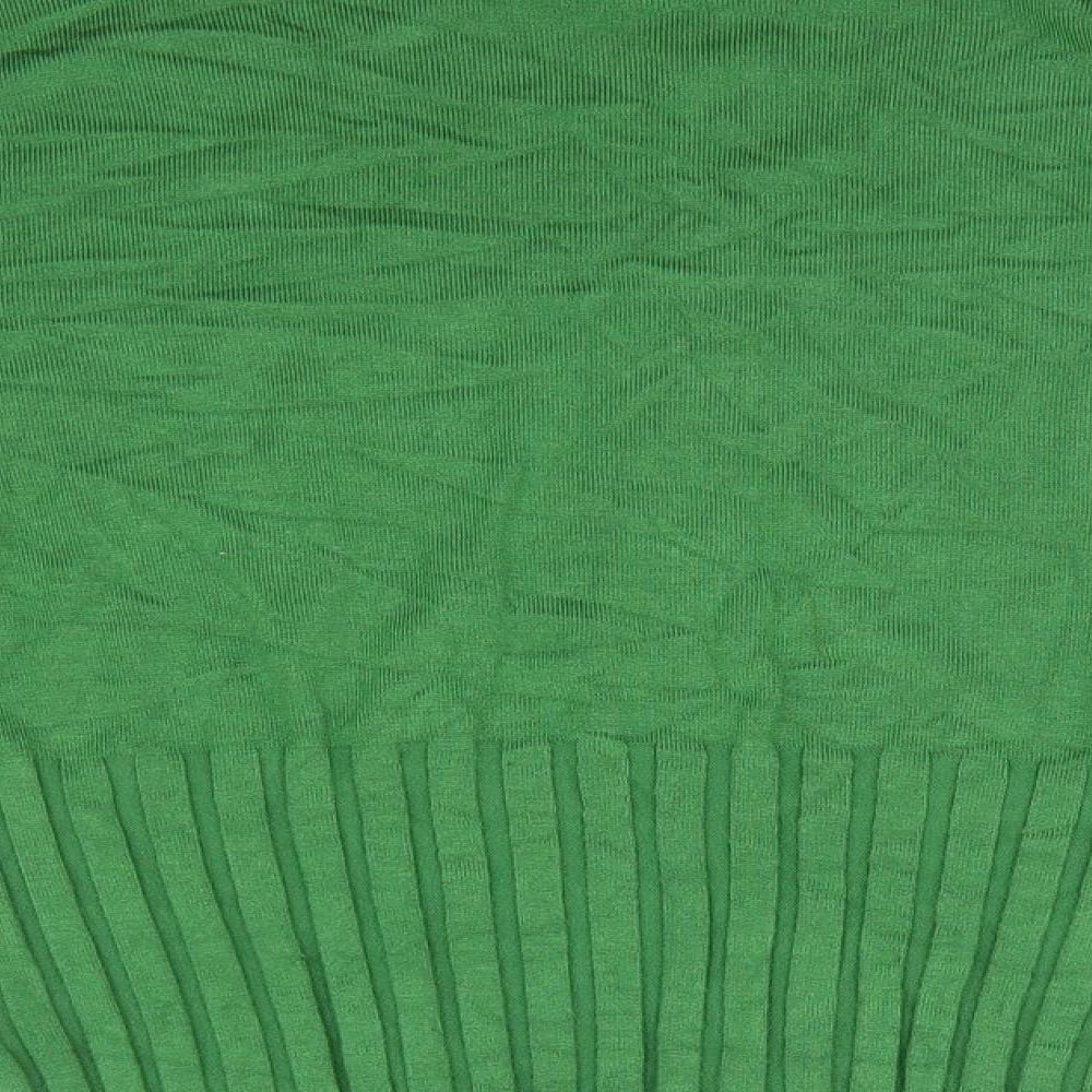 Marks and Spencer Womens Green High Neck  Viscose Pullover Jumper Size 14   - Rib style lower arms Mid Green