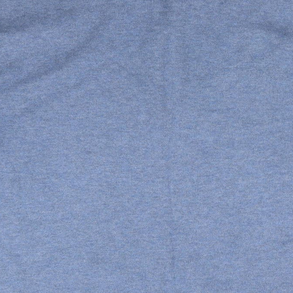 Polo Ralph Lauren Mens Blue High Neck  Cotton Henley Jumper Size L   - Blue Grey mix