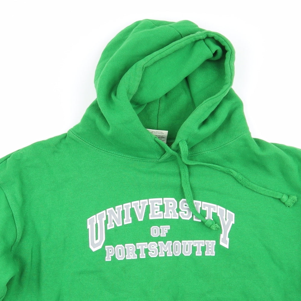 Famona Womens Green  Cotton Pullover Hoodie Size L   - Bright Green University of Portsmouth