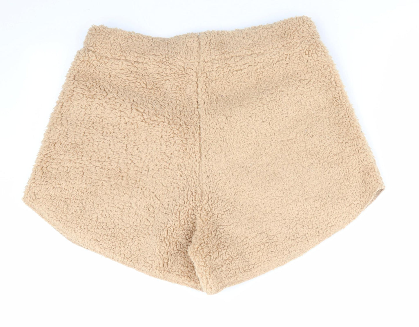 PRETTYLITTLETHING Womens Beige Solid Polyester  Sleep Shorts Size M   - Faux sheep fur effect