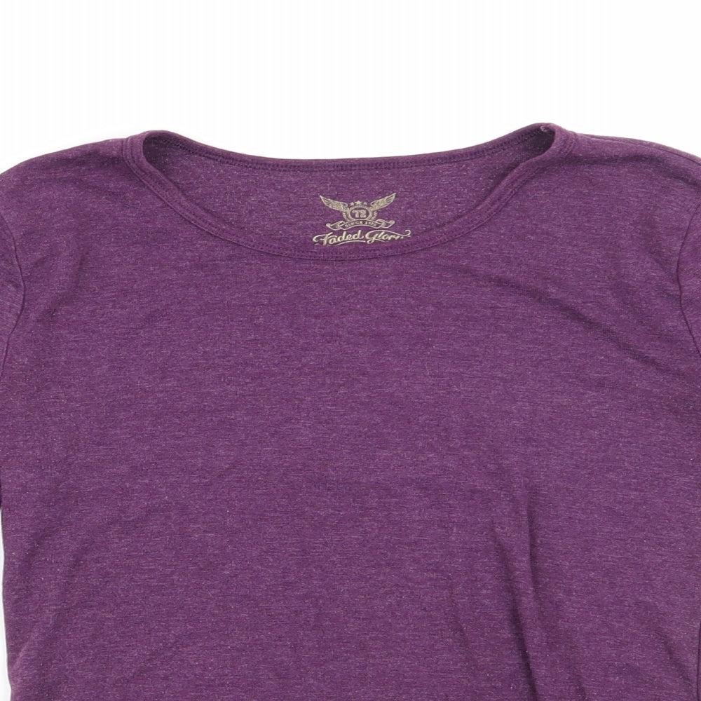 Faded Glory Womens Purple  Cotton Basic T-Shirt Size S Round Neck - Dull Purple