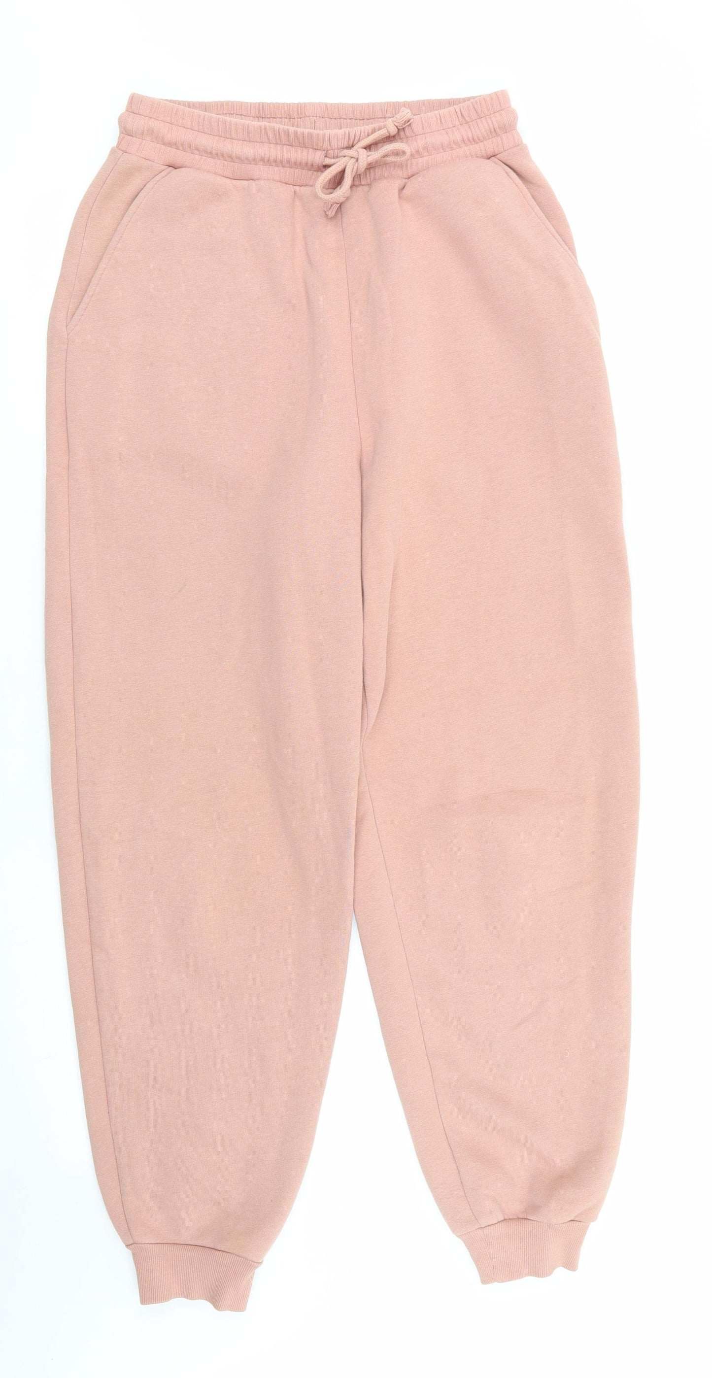 Topshop Womens Pink  Cotton Jogger Trousers Size S L27 in Regular  - Dark peach