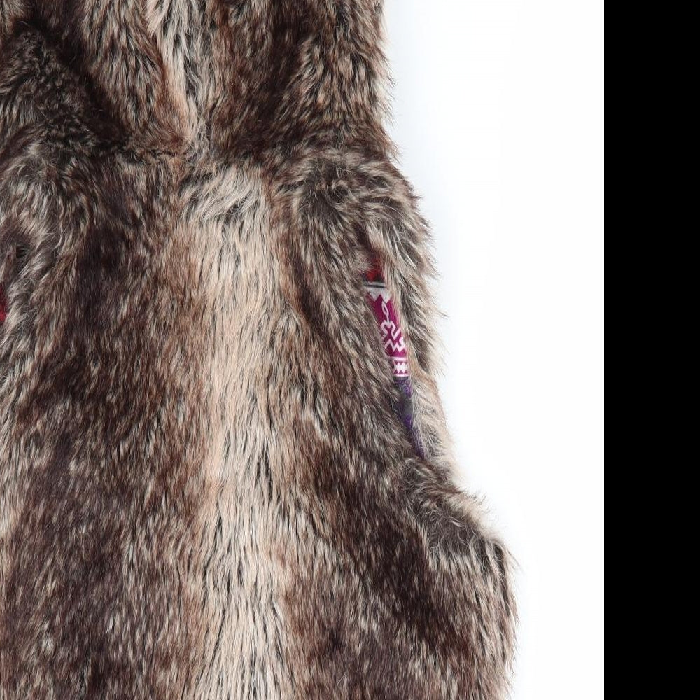 Suxess Womens Brown Animal Print  Gilet Waistcoat Size L   - Faux Multi colour fur