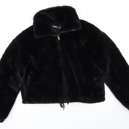 Misssguided Womens Black   Jacket Coat Size 10   - Faux Fur Jacket