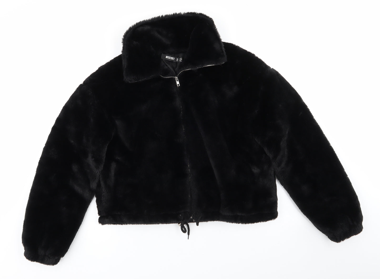 Misssguided Womens Black   Jacket Coat Size 10   - Faux Fur Jacket