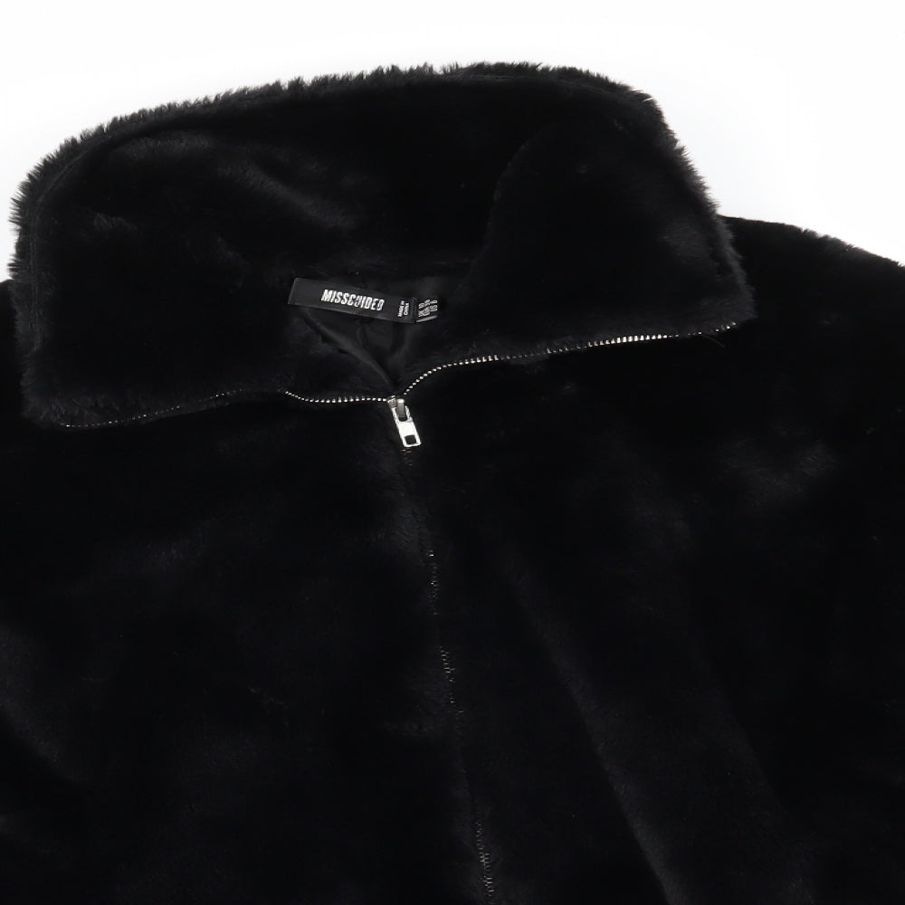 Misssguided Womens Black   Jacket Coat Size 10   - Faux Fur Jacket