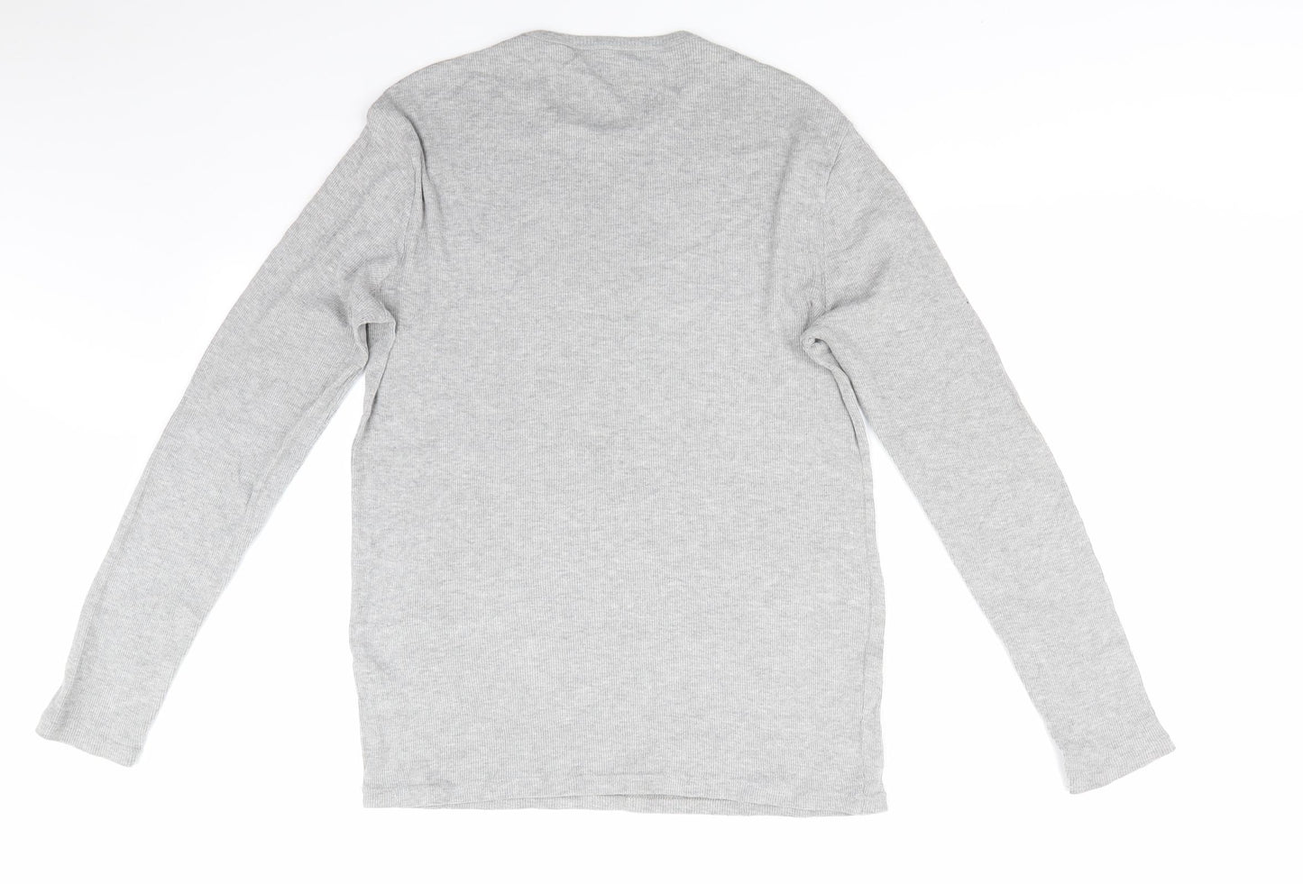 River Island Mens Grey Solid Cotton  Pyjama Top Size S   - Rib effect  Slim Fit