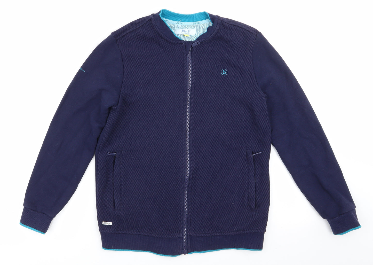 Baker by Ted Baker Boys Blue  Cotton Full Zip Sweatshirt Size 11-12 Years   - Waffle Texture