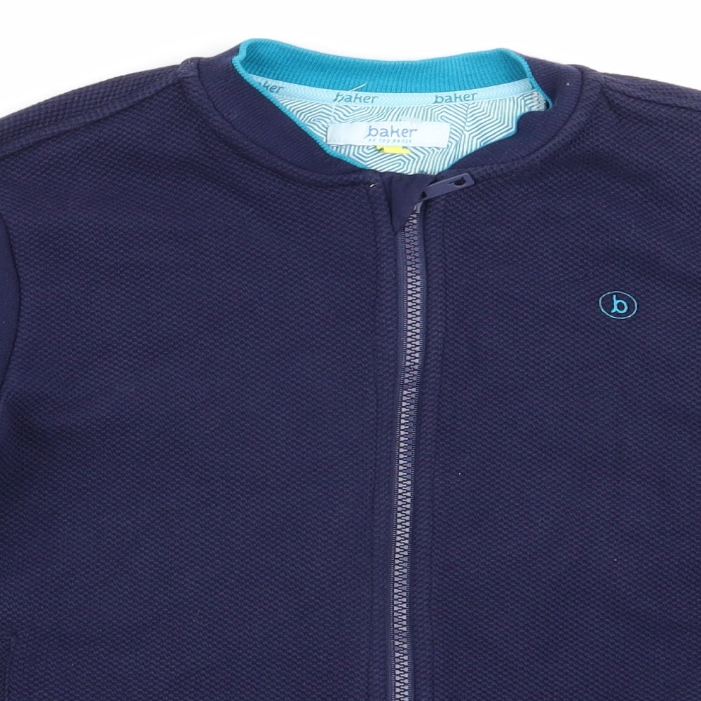 Baker by Ted Baker Boys Blue  Cotton Full Zip Sweatshirt Size 11-12 Years   - Waffle Texture