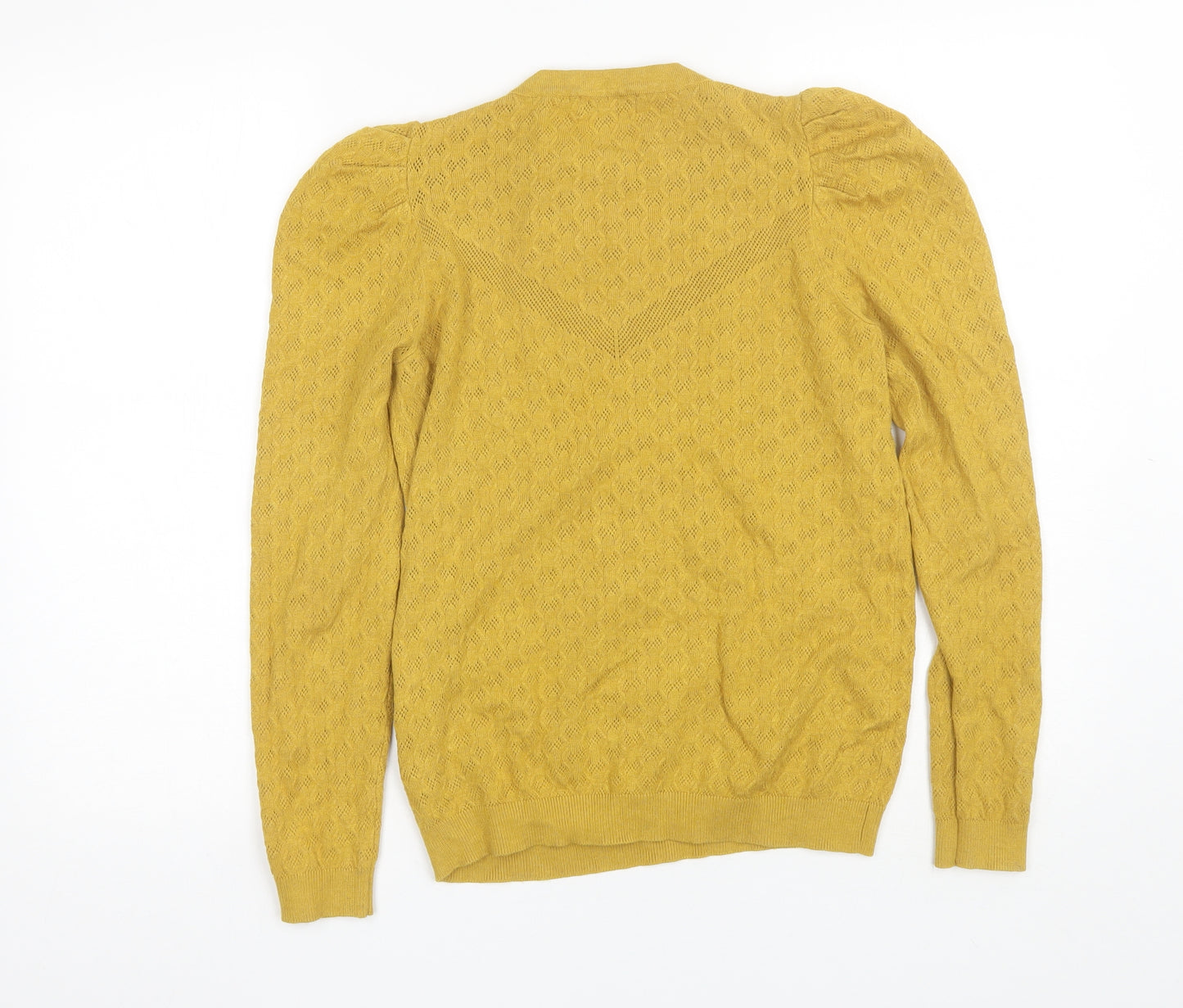 Warehouse Womens Yellow Round Neck  Viscose Pullover Jumper Size 12