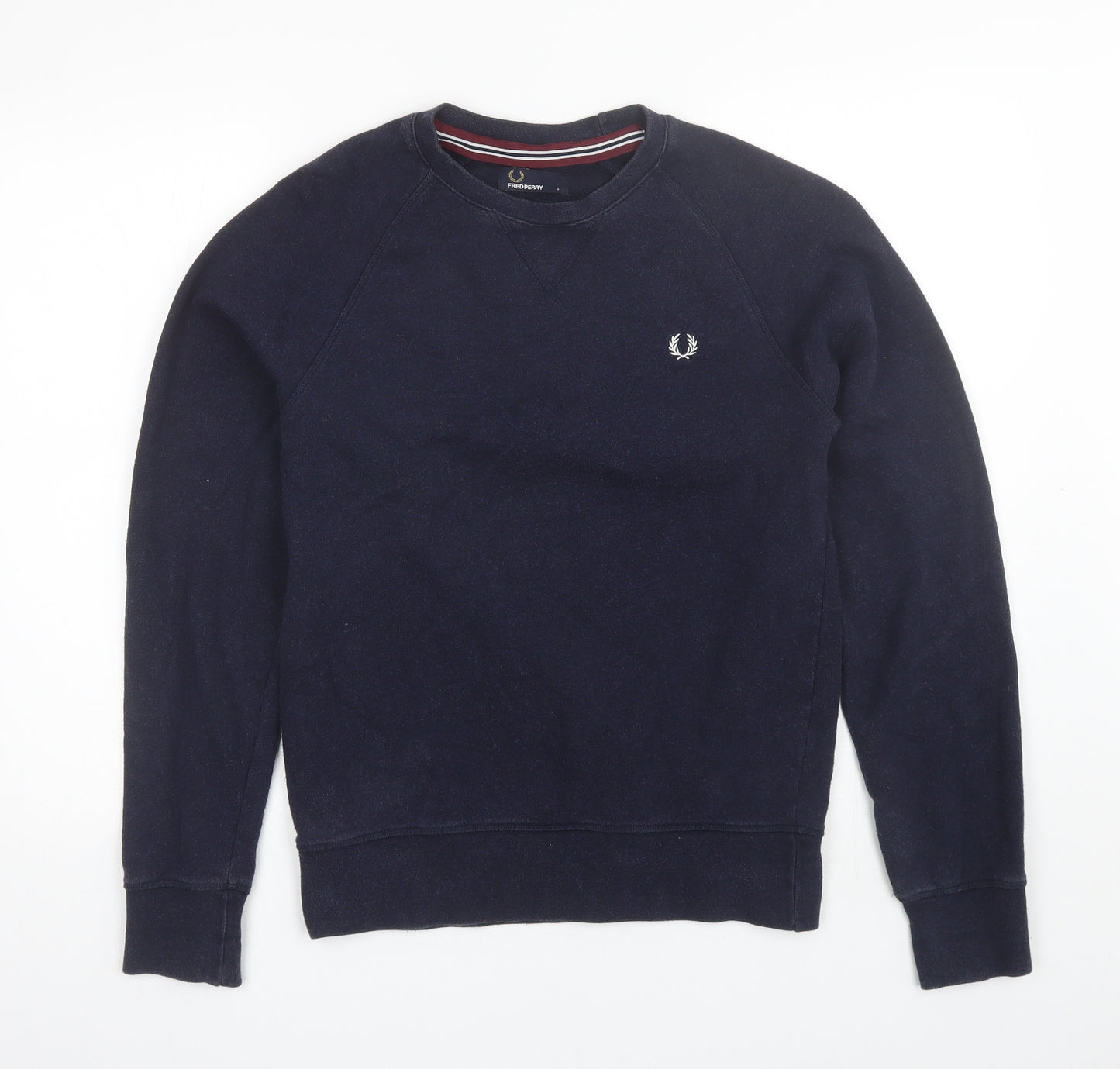 Fred Perry Mens Blue Round Neck  Cotton Pullover Jumper Size S