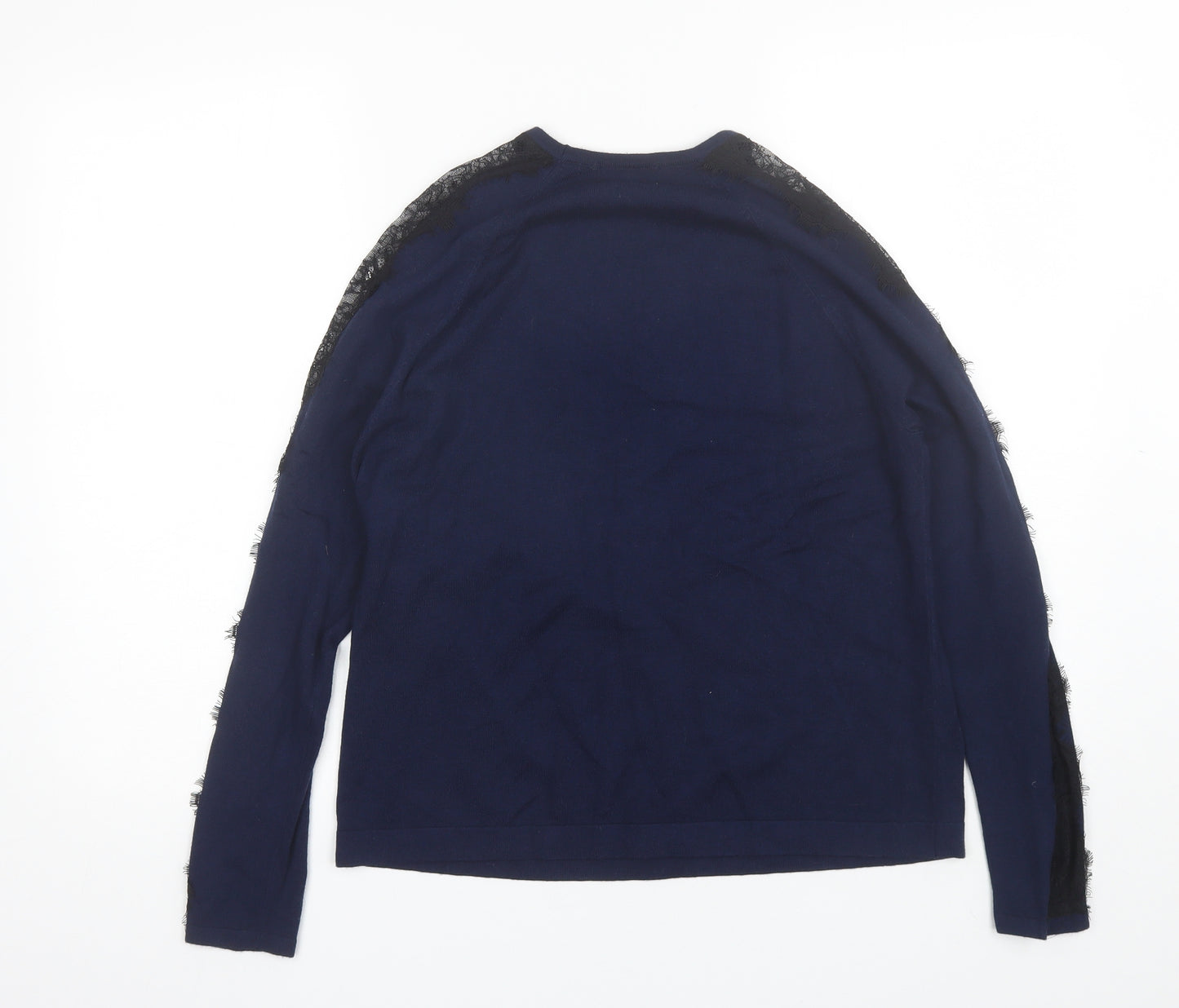 Warehouse Womens Blue Round Neck  Viscose Pullover Jumper Size 12