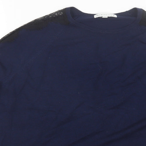 Warehouse Womens Blue Round Neck  Viscose Pullover Jumper Size 12