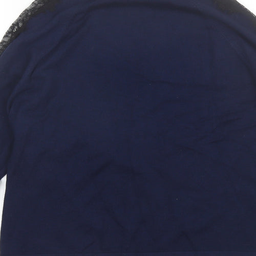 Warehouse Womens Blue Round Neck  Viscose Pullover Jumper Size 12